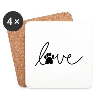 Hundebesitzer Liebe Schriftzug - Untersetzer (4er-Set) - Weiß - Vorne