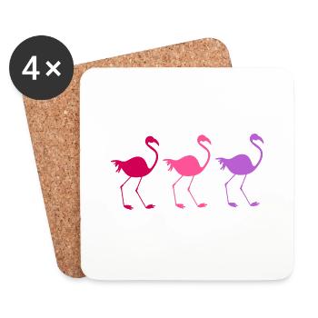 Three colorful flamingos - Coasters (set of 4) - white - Front