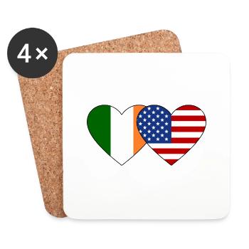 Irland USA Flagge Herz - Untersetzer (4er-Set) - Weiß - Vorne