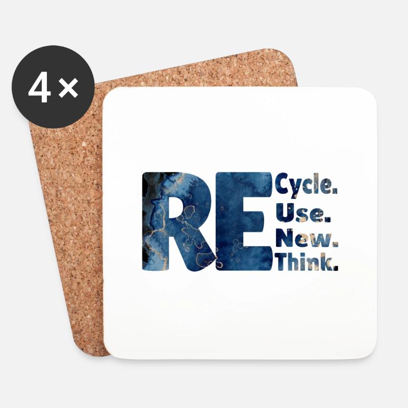 Recycle Use New Think neues Design - Untersetzer (4er-Set) - Weiß