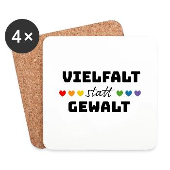 Regenbogenherzchen Vielfalt statt Gewalt LGBT lgbt - Untersetzer (4er-Set) - Weiß - Vorne