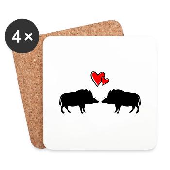 Wild boars in love - Coasters (set of 4) - white - Front