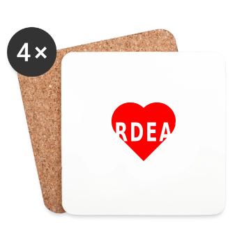 Bordeaux, coeur rouge - Dessous de verre (lot de 4) - blanc - Devant