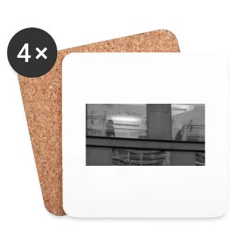 Caché derrière une vitre - Dessous de verre (lot de 4) - blanc - Devant