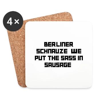 Berliner Schnauze: Sassy Sausage Sensation! - Untersetzer (4er-Set) - Weiß - Vorne