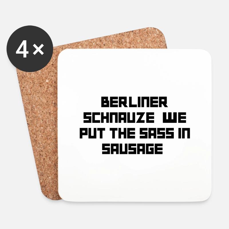 Berliner Schnauze: Sassy Sausage Sensation! - Untersetzer (4er-Set) - Weiß