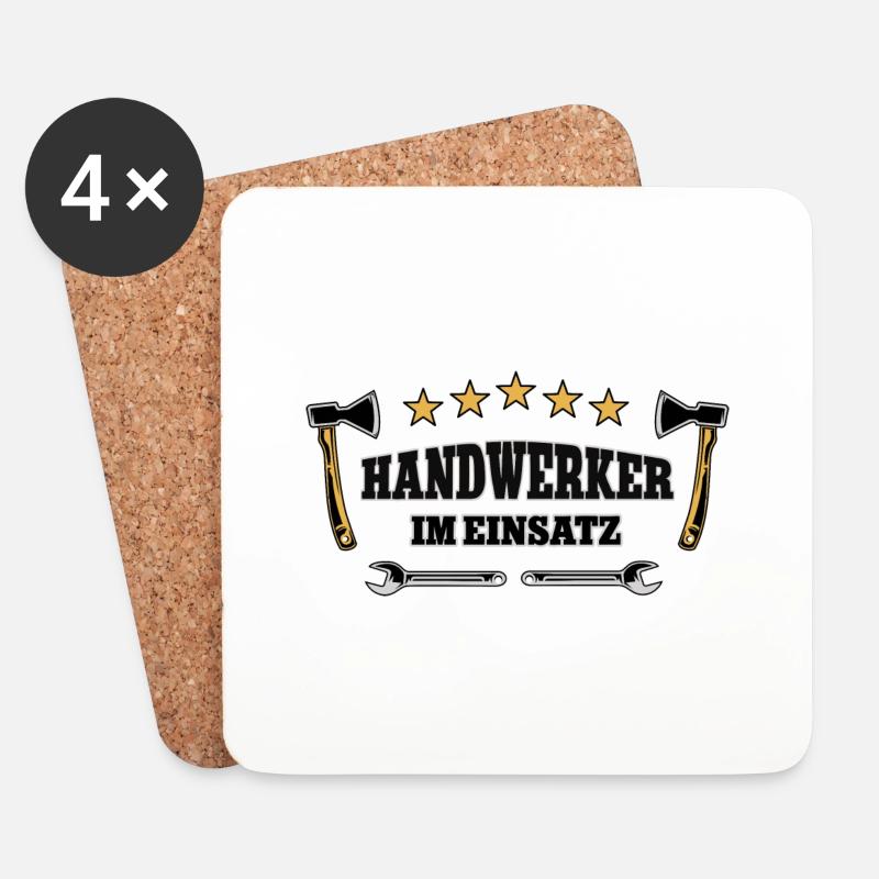 Handwerker im Einsatz Handwerk Mechatroniker Bau - Untersetzer (4er-Set) - Weiß