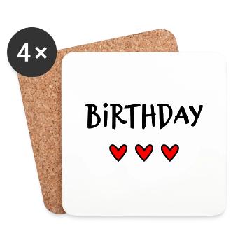 HAPPY BIRTHDAY. HAPPY BIRTHDAY. ANNIVERSARY. - Coasters (set of 4) - white - Front