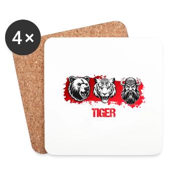 Bär Tiger Mann Bärtiger Mann Bart Träger Vatertag - Untersetzer (4er-Set) - Weiß - Vorne