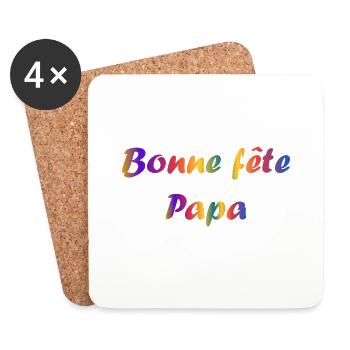 FÊTE DES PÈRES. BONNE FÊTE PAPA. PAPA. BONNE FÊTE - Dessous de verre (lot de 4) - blanc - Devant