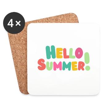 Hello Summer - Bunte Vibes - Untersetzer (4er-Set) - Weiß - Vorne
