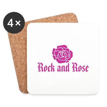 Rock and Rose - rose - Dessous de verre (lot de 4) - blanc - Devant