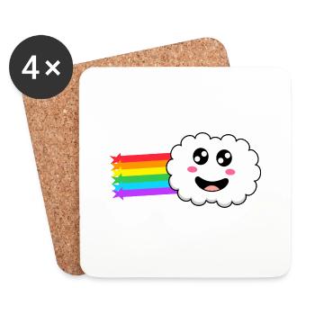 Wolke mit Regenbogen im Schlepptau - Untersetzer (4er-Set) - Weiß - Vorne