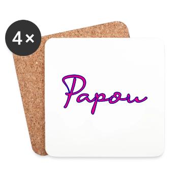 PAPOU. PAPA. FÊTE DES PÈRES. BONNE FÊTE PAPA - Dessous de verre (lot de 4) - blanc - Devant