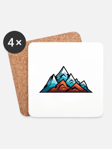 Berge Symbol Bergsteigen - Untersetzer (4er-Set) - Weiß