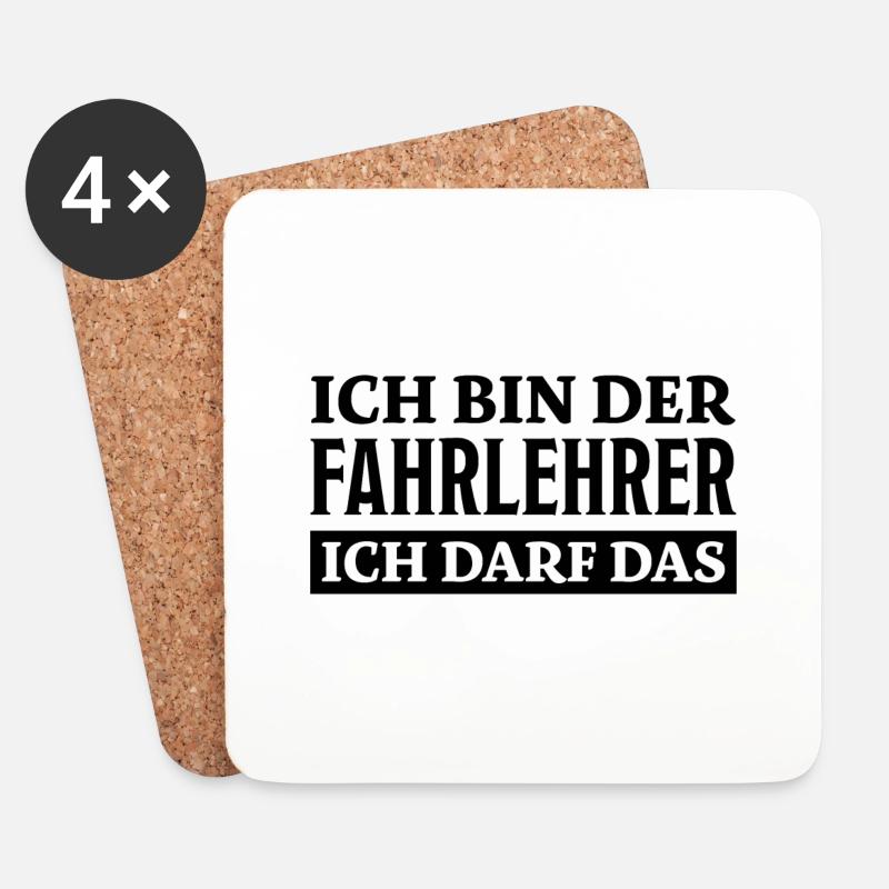 Fahrlehrer Spruch Lustige Fahrschullehrer Geschenk - Untersetzer (4er-Set) - Weiß