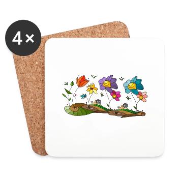 Fleur - Dessous de verre (lot de 4) - blanc - Devant