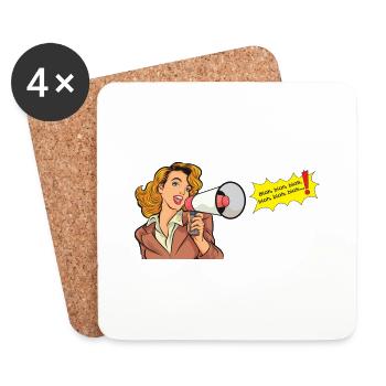 Blonde Frau mit Megaphon ruft blah, blah - Untersetzer (4er-Set) - Weiß - Vorne