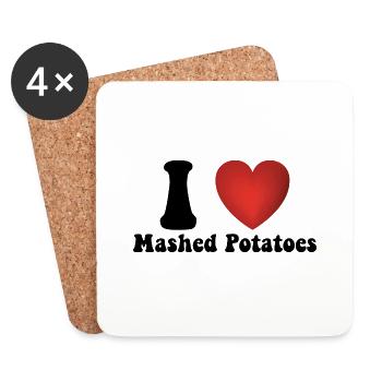 I Love Mashed Potatoes Thanksgiving Dinner Gift - Coasters (set of 4) - white - Front
