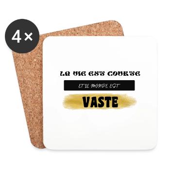 LA VIE EST COURTE ET LE MONDE EST VASTE - Dessous de verre (lot de 4) - blanc - Devant