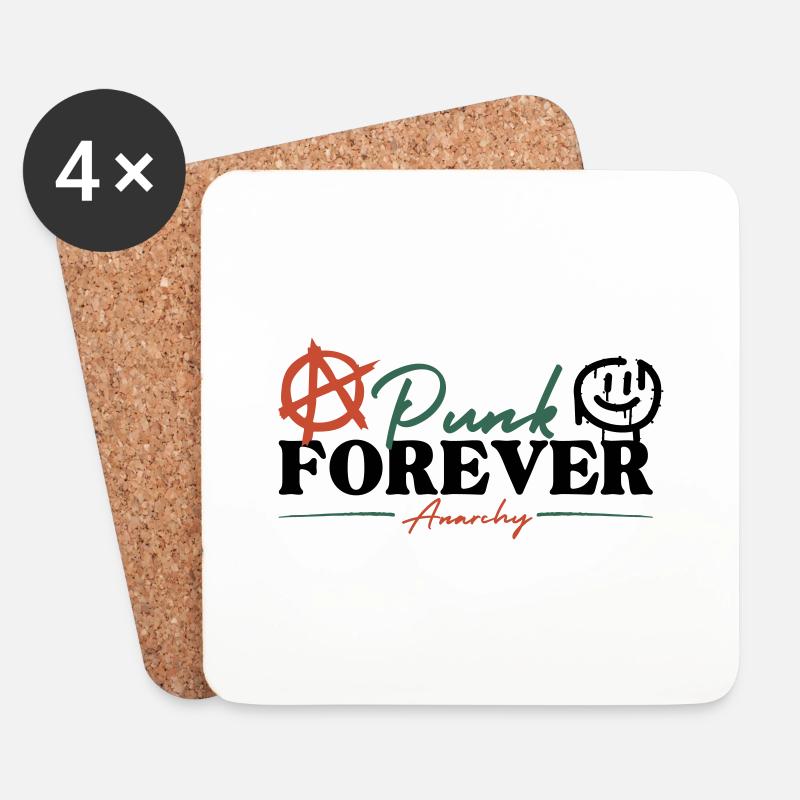 Punk Forever - Anarchy - Untersetzer (4er-Set) - Weiß