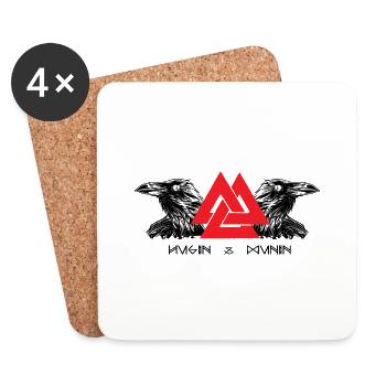 Hugin & Munin Vikings Odins Raben Kelten Design - Untersetzer (4er-Set) - Weiß - Vorne