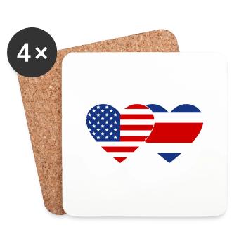 Coeur de drapeau des États-Unis du Costa Rica - Dessous de verre (lot de 4) - blanc - Devant
