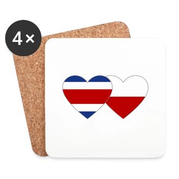 Costa Rica Polen Flagge Herz - Untersetzer (4er-Set) - Weiß - Vorne