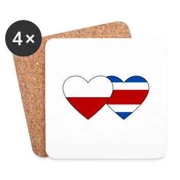 Coeur de drapeau Pologne Costa Rica - Dessous de verre (lot de 4) - blanc - Devant