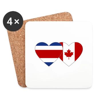 Coeur du drapeau du Costa Rica Canada - Dessous de verre (lot de 4) - blanc - Devant
