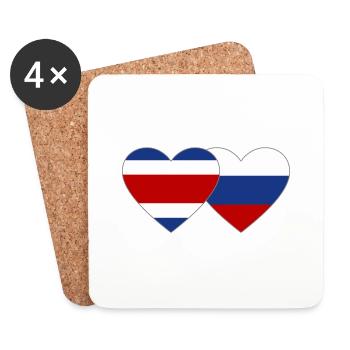 Costa Rica Russland Flagge Herz - Untersetzer (4er-Set) - Weiß - Vorne