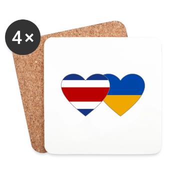 Coeur de drapeau du Costa Rica Ukraine - Dessous de verre (lot de 4) - blanc - Devant