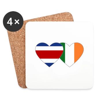 Coeur du drapeau de l’Irlande du Costa Rica - Dessous de verre (lot de 4) - blanc - Devant