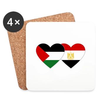 Palestine Egypt Flag Heart - Coasters (set of 4) - white - Front