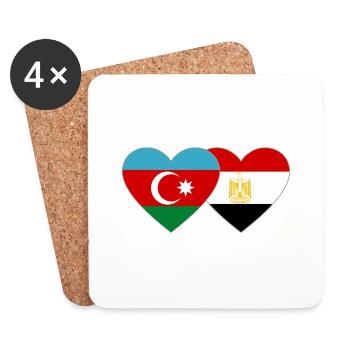 Azerbaijan Egypt Flag Heart - Coasters (set of 4) - white - Front