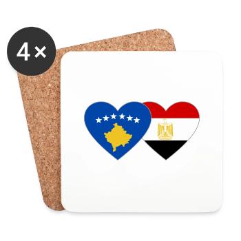 Kosovo Egypte Drapeau Coeur - Dessous de verre (lot de 4) - blanc - Devant