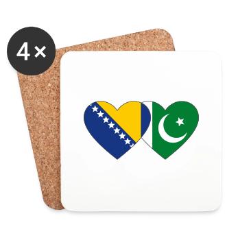 Bosnie Pakistan drapeau coeur - Dessous de verre (lot de 4) - blanc - Devant