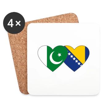 Pakistan Bosnia Flag Heart - Coasters (set of 4) - white - Front