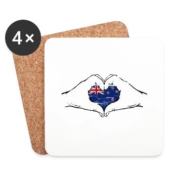 Neuseeland Flagge Herzform used - Untersetzer (4er-Set) - Weiß - Vorne