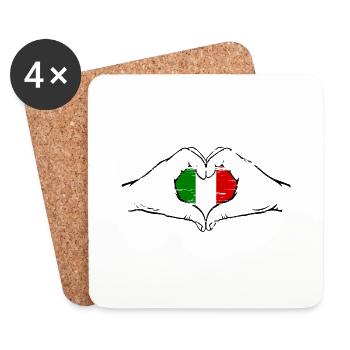 Italy flag heart shape used - Coasters (set of 4) - white - Front
