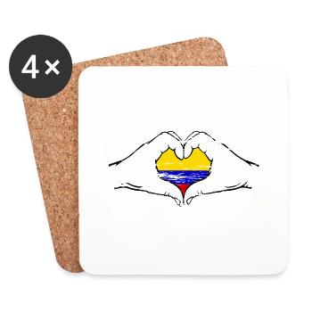Kolumbien Flagge Herzform used - Untersetzer (4er-Set) - Weiß - Vorne