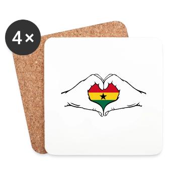 Ghana Flag Heart Shape - Coasters (set of 4) - white - Front