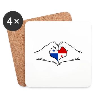 Panama Flagge Herzform - Untersetzer (4er-Set) - Weiß - Vorne