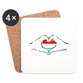 Drapeau du Luxembourg en forme de coeur d’occasion - Dessous de verre (lot de 4) - blanc - Devant