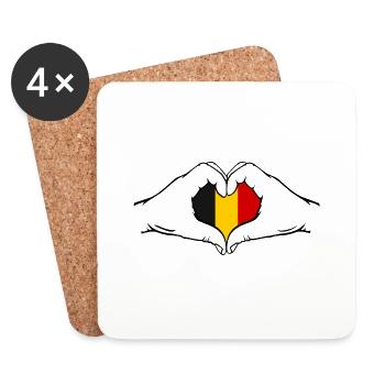 Belgium Flag Heart Shape - Coasters (set of 4) - white - Front