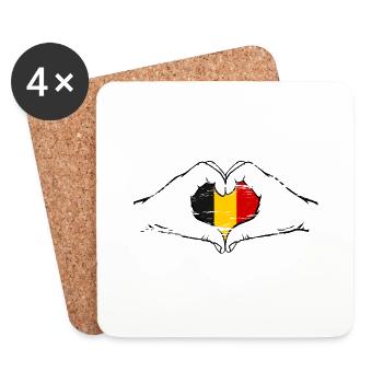 Belgium Flag Heart Shape Used - Coasters (set of 4) - white - Front