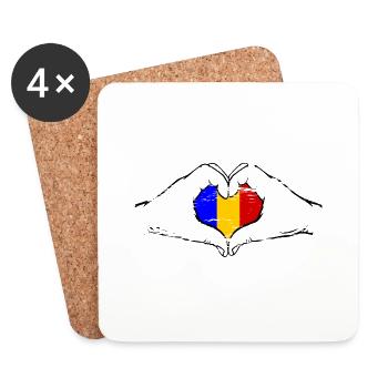 Romania flag heart shape used - Coasters (set of 4) - white - Front