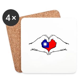 Taiwan Flagge Herzform - Untersetzer (4er-Set) - Weiß - Vorne