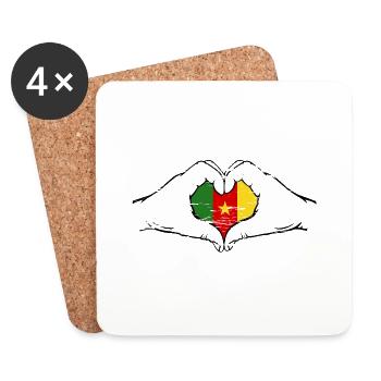 Kemerun Flagge Herzform used - Untersetzer (4er-Set) - Weiß - Vorne