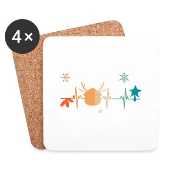 Herzschlag Weihnachten - Untersetzer (4er-Set) - Weiß - Vorne
